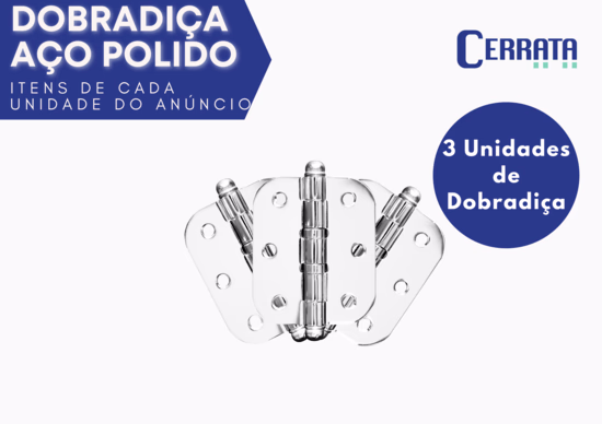 Detalhes Dobradiça Aço Cromado Raio 16